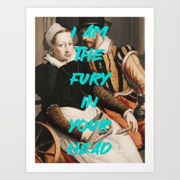 I Am Fury In Your Head Renaissance Painting Quote Wall Altered Art Feminist Print Typography Office Art Print