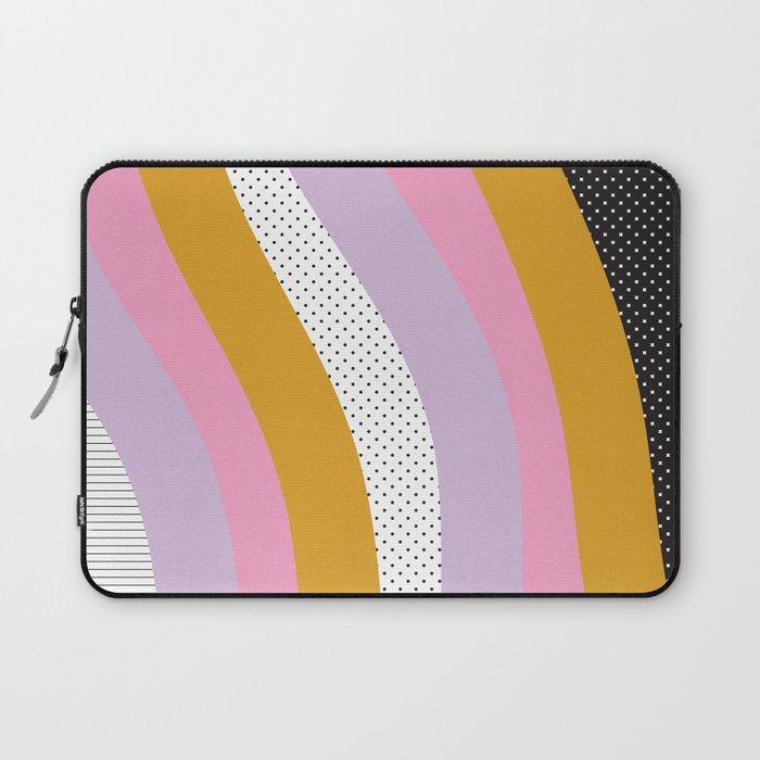 Abstract Print - Mixed Colors and Patterns Wavy Lines Laptop Sleeve