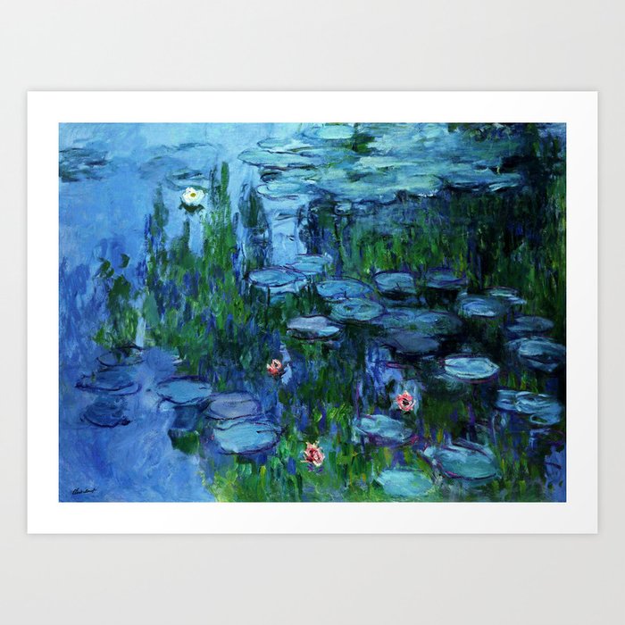 Claude Monet Water Lilies / Nymphéas Teal Art Print