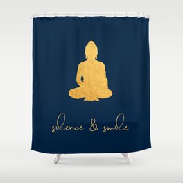 Gold Buddha - Silence & Smile Shower Curtain