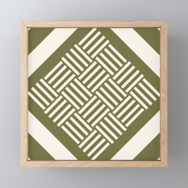Large green geometric weave pattern Framed Mini Art Print