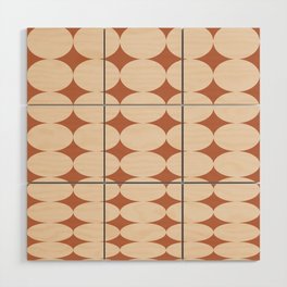 Retro Round Pattern - Brown Wood Wall Art