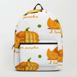I love pumpkin | Healthy food | Vegetarian food | Pumpkins on white background Backpack | Nutrition, Restaurant, Orangepumpkins, Vegetable, Diet, Happy, Autumn, Happythankgiving, November, Ilovepumpkin 