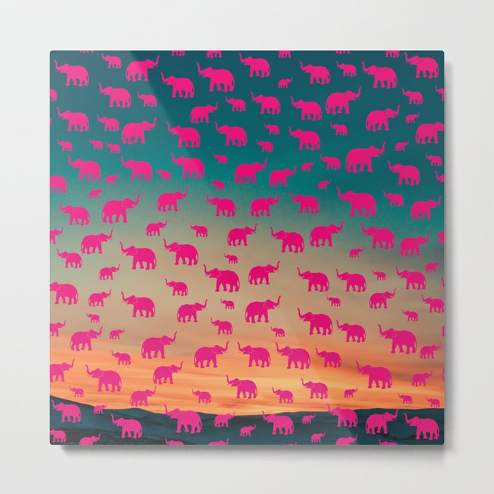 Pink elephants Metal Print