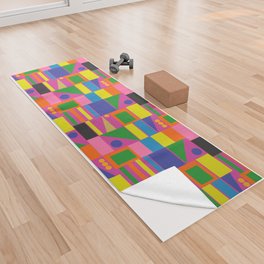 Colorful Mid Century Modern Modtastic Geometric Pattern Yoga Towel