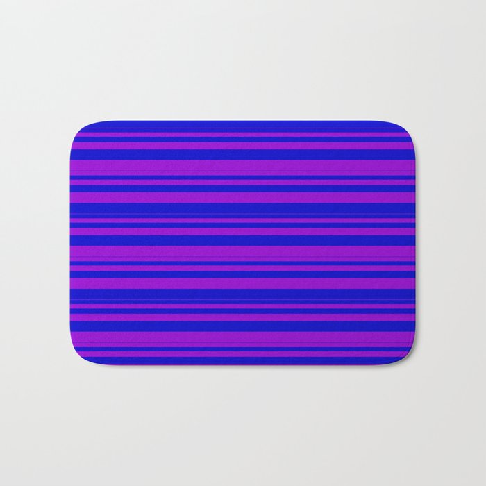 Dark Violet and Blue Colored Lines Pattern Bath Mat