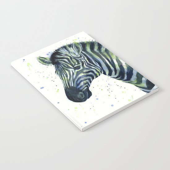 Zebra Watercolor Blue Green Animal Notebook