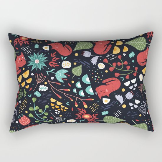 cats and flowers Rectangular Pillow