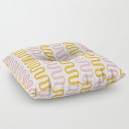 Abstract Shapes 263 in Pink Yellow (Snake Pattern Abstraction) Floor Pillow