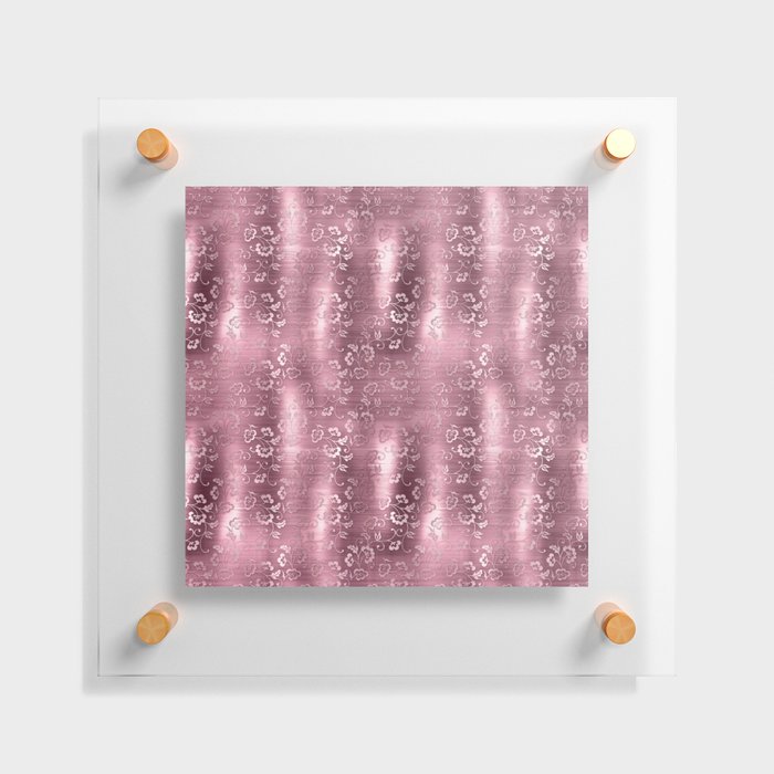 Pink Floral Brushed Metal Texture Floating Acrylic Print