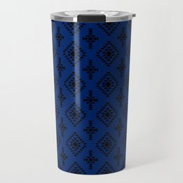 Blue and Black Native American Tribal Pattern Travel Mug