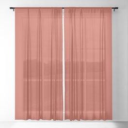 Red Clay solid color simple minimal  abstract pattern Sheer Curtain