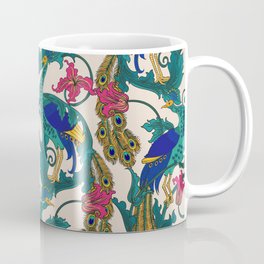 Glamorous Art Nouveau Peacock Floral Mug