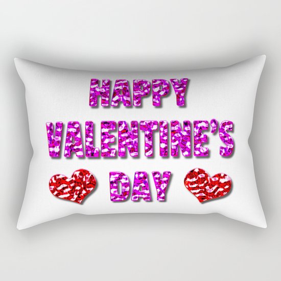 Happy Valentine's Day Metal Pink and Red Letters Rectangular Pillow