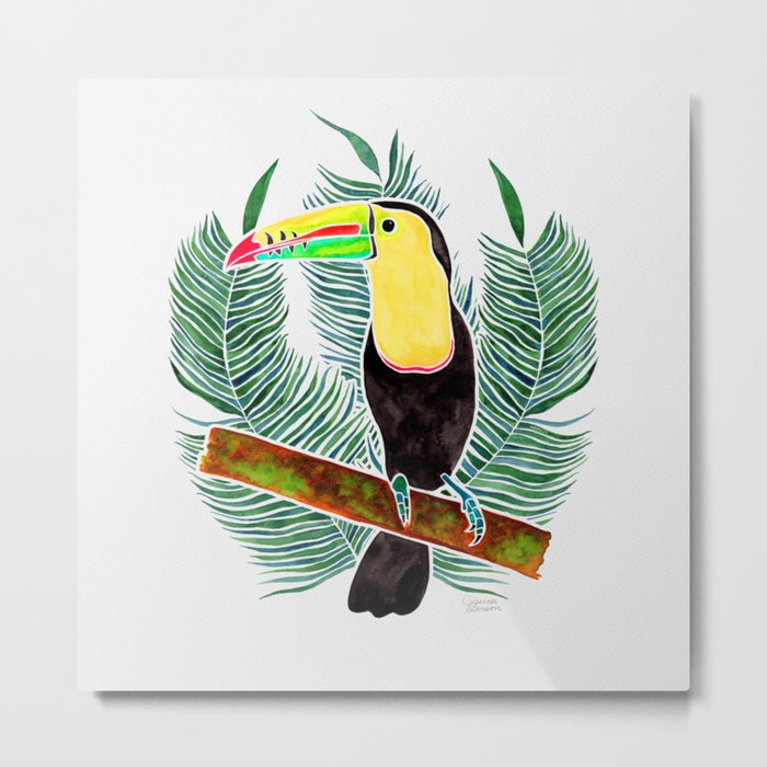 Jungle Toucan Watercolor Metal Print