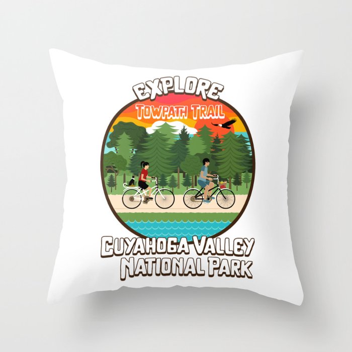 Cuyahoga Valley National Park // Biking on the Towpath Trail at Sunset Throw Pillow