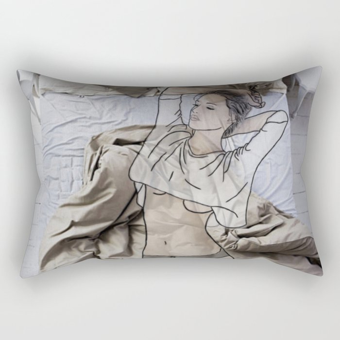 A day in bed Rectangular Pillow
