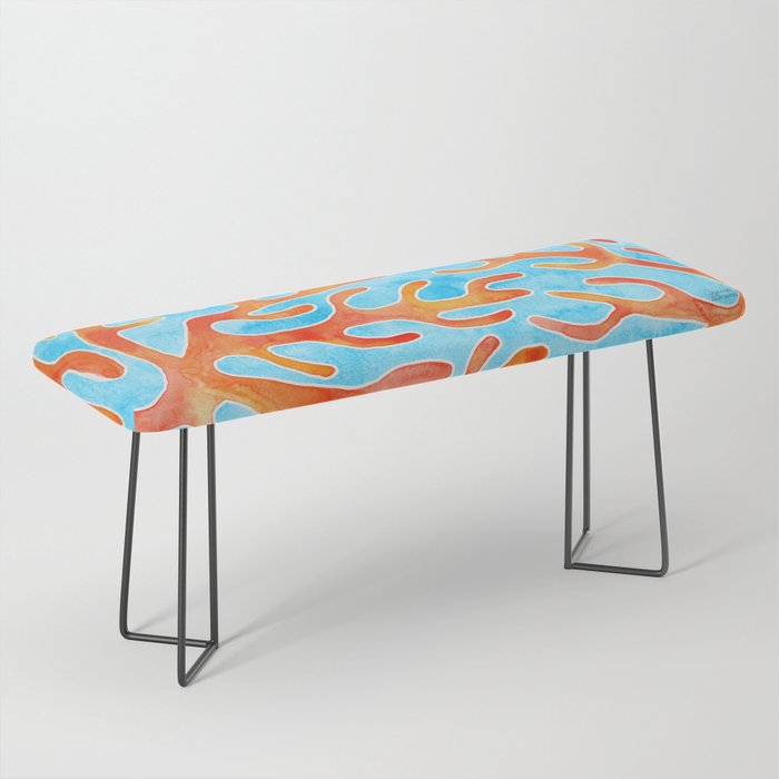 Coral - Turquoise Background Bench