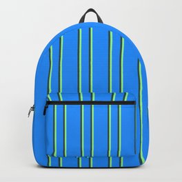 [ Thumbnail: Blue, Green & Dark Slate Gray Colored Lines/Stripes Pattern Backpack ]