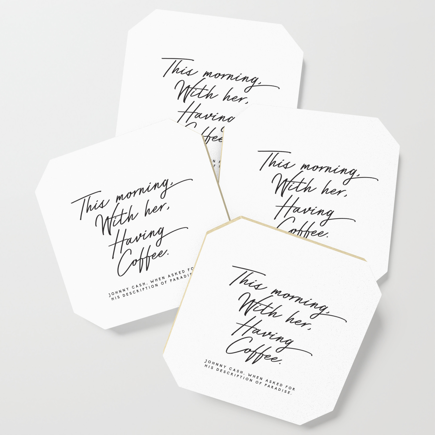This Morning With Her Having Coffee Johnny Cash Quote Coaster By Honeymoonhotel Society6