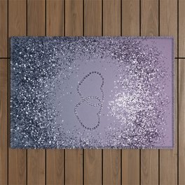 Lavender Navy Blue Glitter Hearts #1 (Faux Glitter) #shiny #decor #art #society6 Outdoor Rug