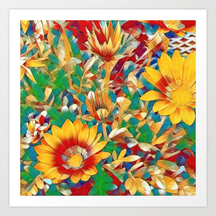Stained Glass Tropical Flowers Art Print