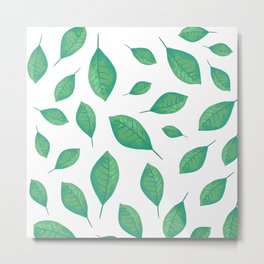 Watercolour Green Leaves  Metal Print | Environmental, Planet, Environement, Minimalist, Ceramic, Leaf, Pattern, Savetheplanet, Wild, Environment 
