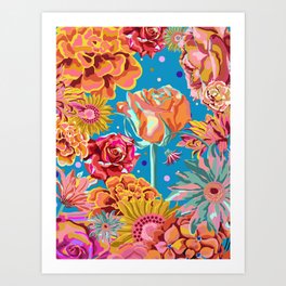 Super Bright Colorful Spring Garden -  Abstract flowers bold graphic Art Print
