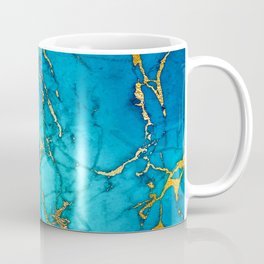 Gold And Teal Blue Indigo Malachite Marble  Coffee Mug