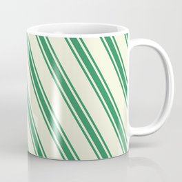 [ Thumbnail: Beige & Sea Green Colored Stripes Pattern Coffee Mug ]