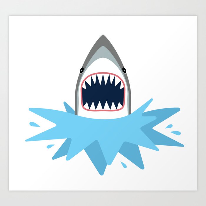 Cartoon Shark Splash Art Print