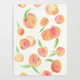 Summer Peaches: Watercolor Painting Poster