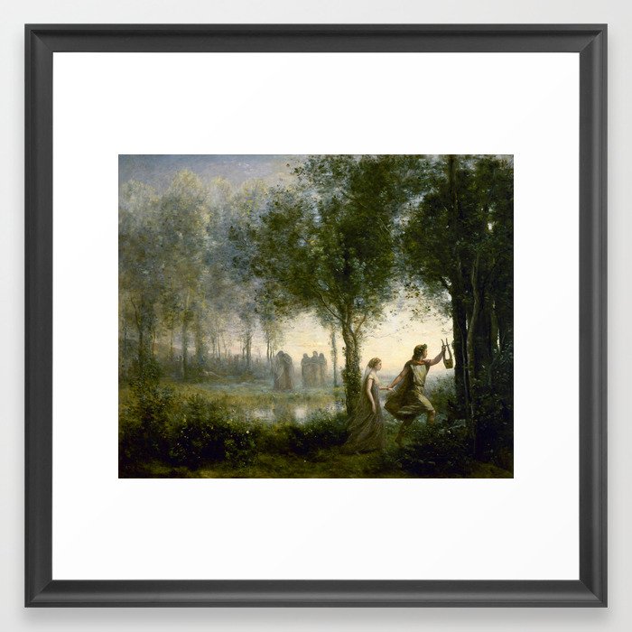 Jean-Baptiste-Camille Corot "Orpheus Leading Eurydice from the Underworld" Framed Art Print