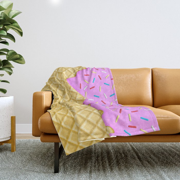 Strawberry Ice Cream Throw Blanket