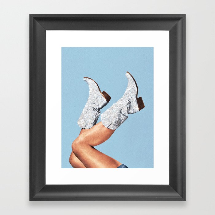 These Boots Glitter Blue II Framed Art Print by Vertigo