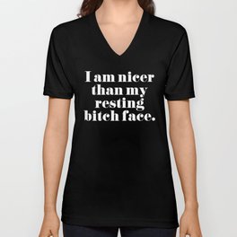 Resting Bitch Face Funny Quote V Neck T Shirt