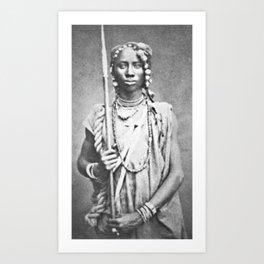 Woman of the African Dahomey Tribe, Circa 1890 black and white photograph / black and white photography Art Print