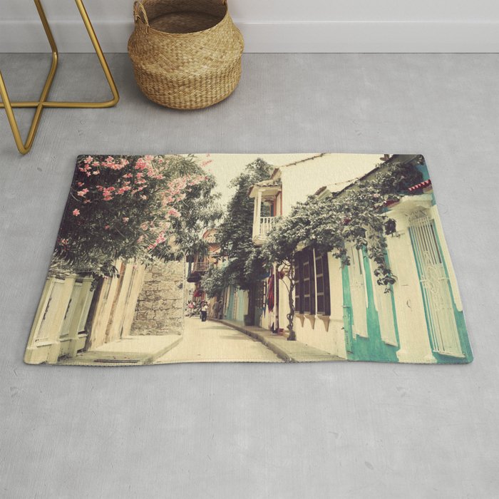 Just like a dream street, Cartagena (Retro and Vintage Urban, architecture photography) Rug