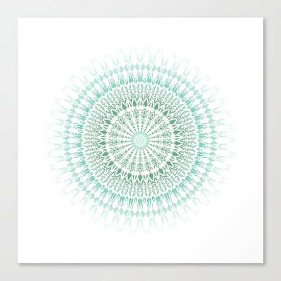 Mint White Geometric Mandala Canvas Print