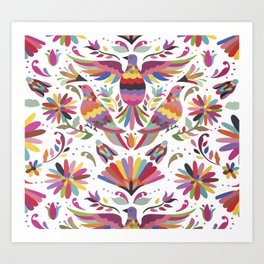 Tarditional Mexican Birds and Flowers Pattern Art Print