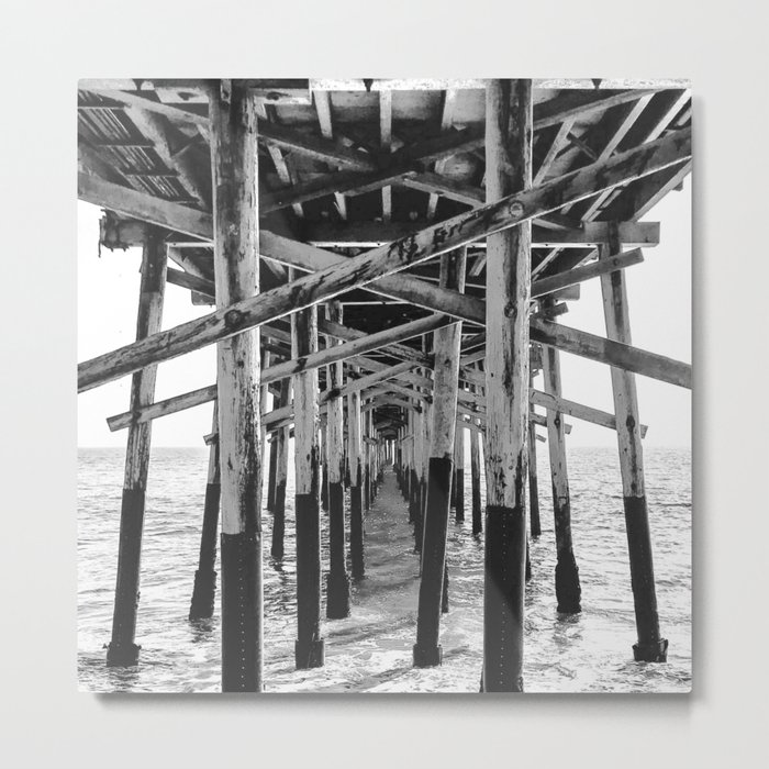 Balboa Pier Print {3 of 3} | Newport Beach Ocean Photography B&W Summer Sun Wave Art Metal Print