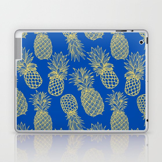 Fresh Pineapples Blue & Yellow Laptop & iPad Skin