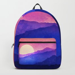 Cobalt Mountains Backpack | Dusk, Sunset, Graphicdesign, Pink, Blue, Twilight, Texture, Mountains, Night, Vibrant 