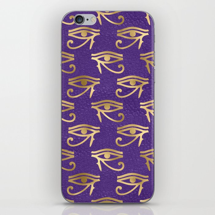 Eye of Hours Egyptian Hieroglyphic - Gold & Purple iPhone Skin