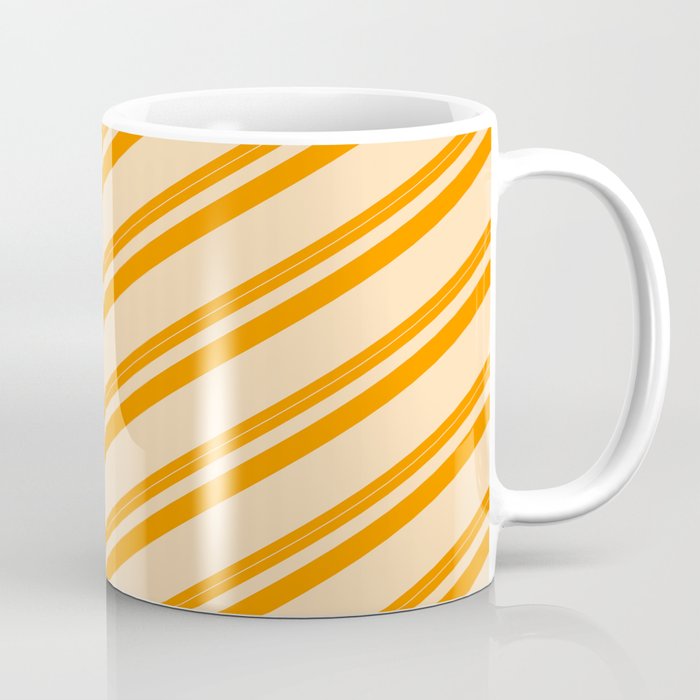 Dark Orange & Tan Colored Lined/Striped Pattern Coffee Mug