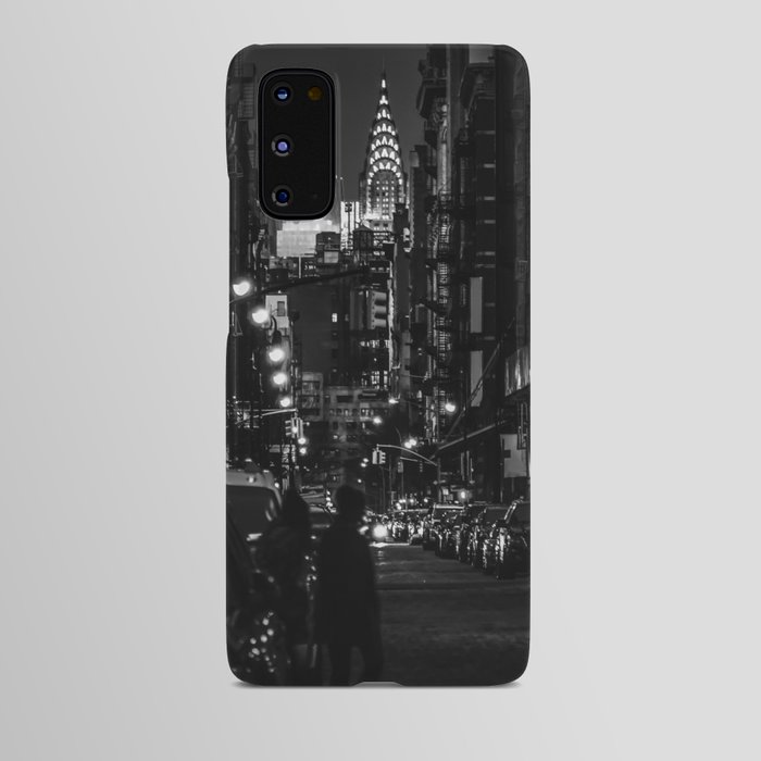 New York City Manhattan skyline at night in SoHo black and white Android Case