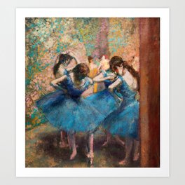 Edgar Degas - Dancers in blue Art Print