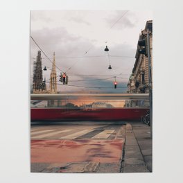 Tram in Vienna at sunset Poster