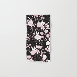 Blush pink white black rustic abstract floral illustration Hand & Bath Towel
