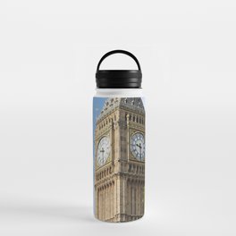 Great Britain Photography - Big Ben Under The Blue Sky By A Green Tree Water Bottle